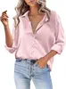 ASKSA Damen Satin Bluse V-Ausschnitt Hemde Elegant Knoepfen Produktbild-Vorschau 1