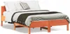 Design Massivholzbett mit Kopfteil Wachsbraun 140x190 cm Produktbild-Vorschau 1