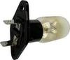 A close-up studio shot of a microwave oven light bulb with a black mounting bracket and silver connectors. Produktbild-Vorschau