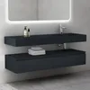 A modern bathroom vanity with a sink and mirror. Anteprima dell’immagine prodotto