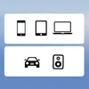 A collage of icons representing different electronic devices and a car. Anteprima dell’immagine prodotto