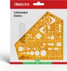 The image shows the packaging of a drawing template, with the template itself visible through a clear plastic window. Náhľad obrázku produktu