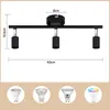 A diagram showing the dimensions of a black LED ceiling light fixture, with additional images of different types of light bulbs below. Produktbild-Vorschau