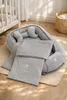 BABYNEST + DECKE + Kissen GRAU Samt Velour/ PUNKTE Grau Baumwolle Nestchen Produktbild-Vorschau
