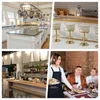 A collage of four images showing different scenes related to kitchens and dining. Voir les images du produit