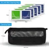 A product image showing cleaning wipes and a carrying case with dimensions. Voir les images du produit