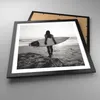 Gerahmtes Poster - Schwarzer Rahmen - Frau Strand Surfen - Produktbild-Vorschau 3