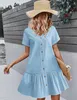 ASKSA Damen Sommerkleid Button Down Leinenkleid Strandkleid Produktbild-Vorschau 2