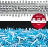 Close-up of a paper shredder's cutting mechanism and shredded paper. Produktbild-Vorschau