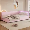 A pink sofa bed with LED lighting in a bedroom setting. Náhled obrázku produktu