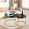 Couchtisch Rund ,Satztisch 2er Set,Schwarz Marmor Produktbild-Vorschau 1
