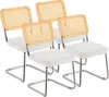 VEVOR Rattan-Stühle, 4er Set, Weiß, Samt gepolstert, Modern Produktbild-Vorschau 2