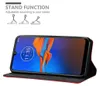 A phone case is shown in a horizontal position, with the screen displaying a colorful wallpaper. Above the phone, there are illustrations demonstrating the stand function of the case. Podgląd zdjęcia produktu