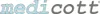 The image shows the brand name 'medicott' in a stylized font. Produktbild-Vorschau