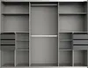 An empty, open wardrobe with shelves and drawers. Produktbild-Vorschau