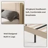 A collage of images showing details of a bed frame, including the headboard and legs, with descriptive text. Náhľad obrázku produktu
