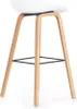 A white and gray bar stool with wooden legs is shown against a white background. Náhled obrázku produktu