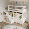 Merax Etagenbett 90x200cm mit Treppe und Stauraum, Hochbett Produktbild-Vorschau 3