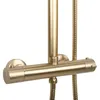 A close-up view of a gold shower faucet. Produktbild-Vorschau
