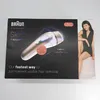 The image shows the packaging for a Braun IPL hair removal system, featuring the product itself, marketing text, and a model. Podgląd zdjęcia produktu