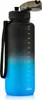A gradient black and blue water bottle with a straw lid. Produktbild-Vorschau