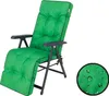 A green recliner chair cushion with a close-up inset showing water droplets on fabric. Produktbild-Vorschau