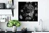 MuchoWow® Poster Blumen - Dschungel - Löwe - Schwarz - Weiß Produktbild-Vorschau 3