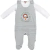 BONDI Baby Strampler "Löwe" 93971 | stripe khaki white - Produktbild-Vorschau 1