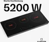 A black induction cooktop with three heating zones displayed on a white background. Produktbild-Vorschau