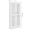 A white two-door glass-fronted cabinet with dimensions indicated by lines and numbers. Produktbild-Vorschau