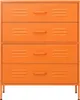 An orange metal dresser with four drawers is shown against a white background. Anteprima dell’immagine prodotto