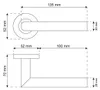 Diagrams showing the dimensions of a door handle. Produktbild-Vorschau