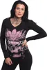 Yakuza Donna Afraid Slim Maglietta a maniche lunghe, Nero, Anteprima dell’immagine prodotto 3