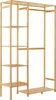 A wooden garment rack with shelves against a white background. Produktbild-Vorschau
