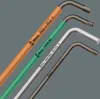 A close-up view of four Wera Hex-Plus and Torx wrenches, each with a different colored handle and size designation. Produktbild-Vorschau