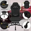 A collage of images showcasing the features of a black gaming chair. Produktbild-Vorschau