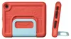A red tablet case with a light blue handle and stand is shown from two angles against a white background. Náhľad obrázku produktu