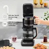 A tea maker is shown in a kitchen setting with text highlighting its features. Produktbild-Vorschau