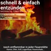 A close-up shot of burning logs in a fireplace with text overlays. Produktbild-Vorschau