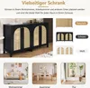 A collage showing a black sideboard with rattan doors, different color options for the sideboard, and lifestyle images of the sideboard in a living room, dining room, and hallway. Anteprima dell’immagine prodotto