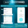 Instructions for enabling touch sensitivity and re-adding fingerprint for a phone screen protector. Produktbild-Vorschau
