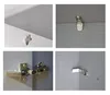 Collage of close-up images showing hardware components of a cabinet, such as hinges and latches. Produktbild-Vorschau