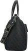 A close-up side view of a dark gray Guess shopper bag with a repeating logo pattern. Produktbild-Vorschau