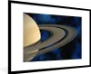 MuchoWow® Gerahmtes Poster Saturn gegen einen dunkelblauen Produktbild-Vorschau 1