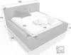 A diagram of a bed with dimensions labeled. Produktbild-Vorschau