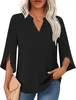ASKSA Chemise Femme Elégante Col V Manches 3/4 Tunique Voir les images du produit 1