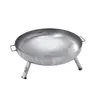 A silver metal fire pit with three legs and two handles, shown on a white background. Produktbild-Vorschau