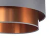 A close-up view of a pendant light's shade, showing its layered design with gray fabric on the outside and a copper interior. Podgląd zdjęcia produktu