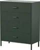 A dark green metal dresser with four drawers is shown against a white background. Anteprima dell’immagine prodotto