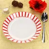 Split rouge rayé Set de 6 assiettes à soupe 450ml Voir les images du produit 2